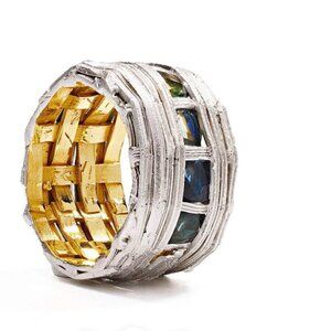 GERMAN KABIRSKI BINNE BLUE SAPPHIRE SILVER RING SIZe 7.5